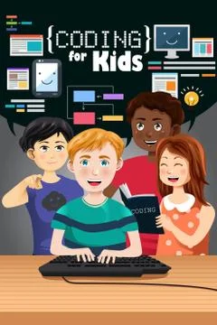 Coding for Kids Poster Stock Illustration