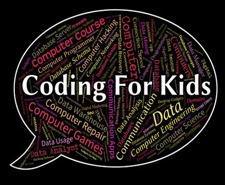 Coding For Kids Represents Program Ciphers And Toddlers Stock Illustration
