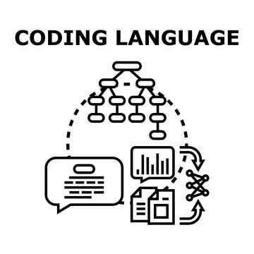 Coding language development with data processing structure Illustrazione stock