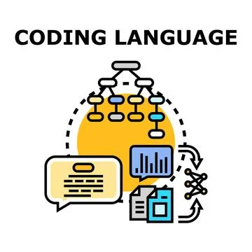 Coding language development with data processing structure 库存插图