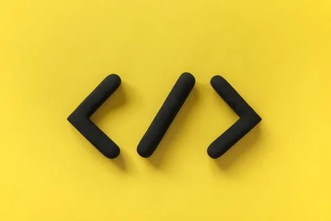 Coding language development icon on yellow background. Software development c Stock Photos