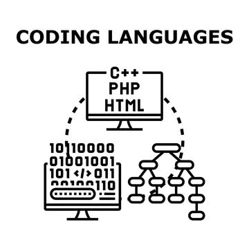 Coding languages with binary code and data structure 库存插图