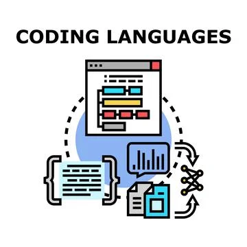 Coding languages development concept and programming process Stock-Illustration