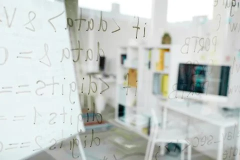Coding languages written on glass Stockfoto's