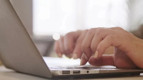 Coding on laptop keyboard freelance man design web software. coder work online. Stock Footage 334585843