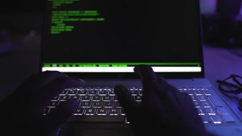 Coding laptop keyboard typing by hand footage Stock Footage 290950644