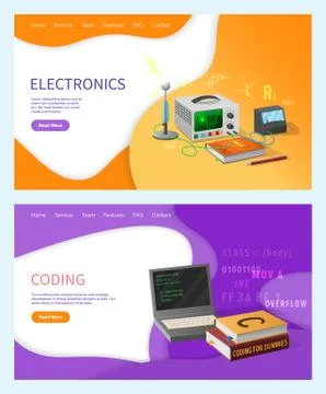 Coding Lessons, Programming on Computer Subject Stock Illustration