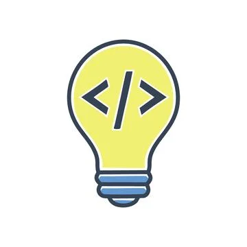Coding lightbulb. Lightbulb with code inside, symbolizing innovative ideas .. Stock Illustration