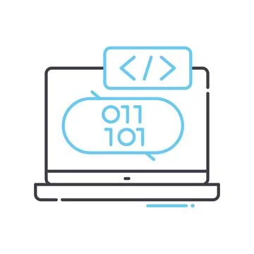 Coding line icon, outline symbol, vector illustration, concept sign Illustrazione stock