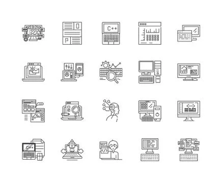 Coding line icons, signs, vector set, outline illustration concept Illustrazione stock