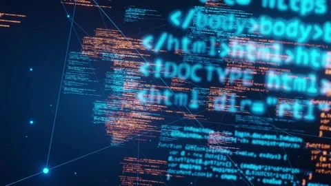 Coding with line network system data. Stock Footage 262715491