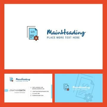 Coding  Logo design with Tagline &amp; Front and Back Busienss Card Template. Vec Stock Illustration
