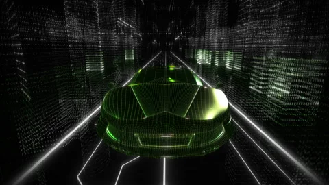 Coding Matrix Software To Fly On Futuristic Transport In Digital Cyberspace Stock Footage 197350543