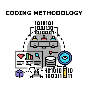 Coding methodology for software development and programming Stock Illustration