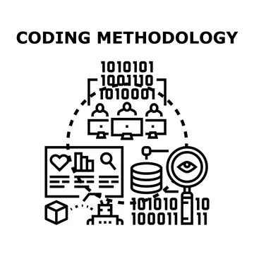 Coding methodology for software development and programming Stock Illustration