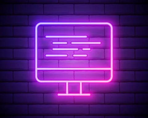 Coding neon icon.Programming. Elements of browser set. Simple icon for websit Stock Illustration