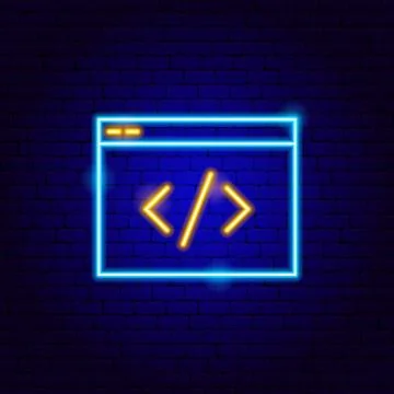 Coding Neon Sign Stock Illustration