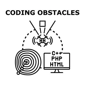 Coding obstacles hindering software development progress Stock Illustration