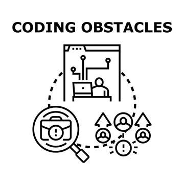 Coding obstacles hindering software development progress Stock Illustration