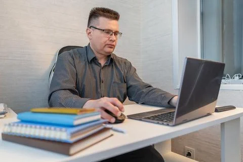 Coding, office and man on computer for programming, system upgrade and softwa Stock Photos