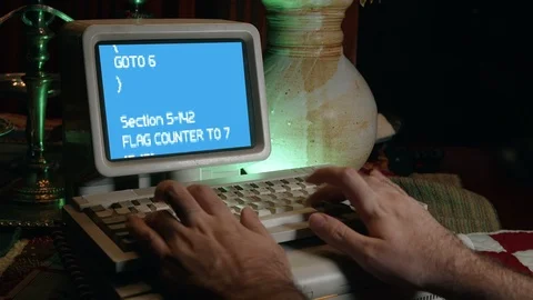 Coding on an old computer concept or hacking Stock Footage 119131534