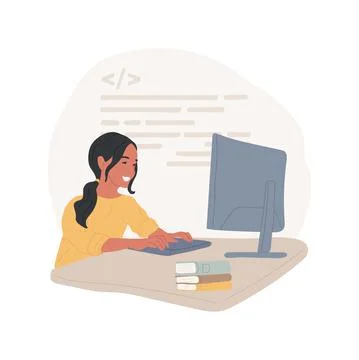 Coding online class isolated cartoon vector illustration. Stock Illustration