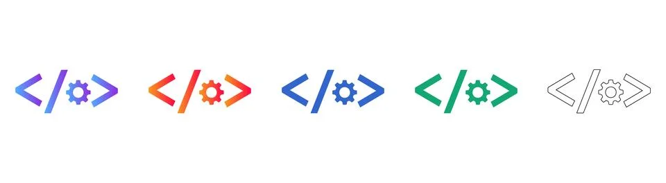 Coding Optimization Gear Icon Set Illustrazione stock