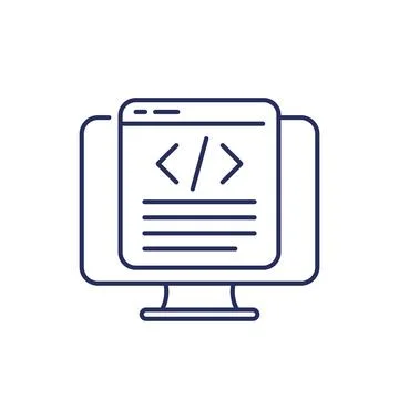 Coding or code line icon with a pc Stock Illustration