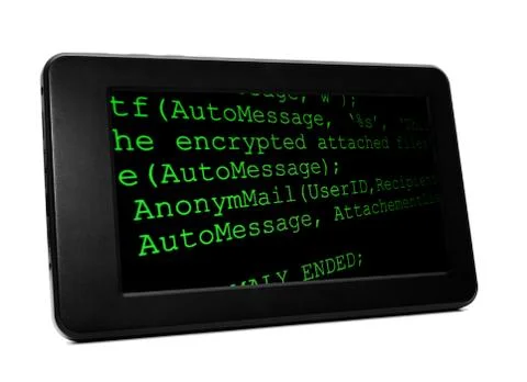 Coding on pc tablet 스톡 일러스트