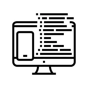 Coding phone application on computer line icon vector illustration Stock Illustration