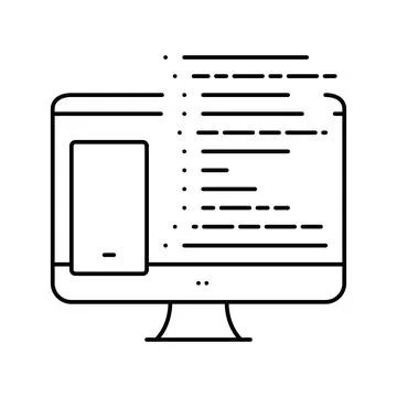 Coding phone application on computer line icon vector illustration Stock Illustration