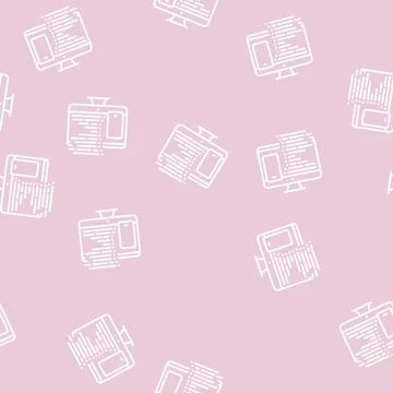 Coding phone application on computer line seamless pattern Stock Illustration