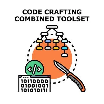 Coding platform creating software with code crafting toolset Stock Illustration