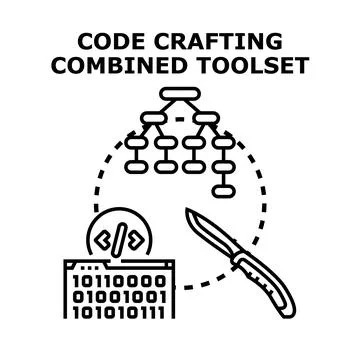 Coding platform creating software with code crafting toolset 스톡 일러스트