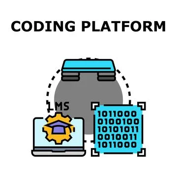Coding platform for online education programming learning 스톡 일러스트