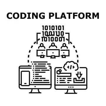 Coding platform for software development and programming team Stock Illustration