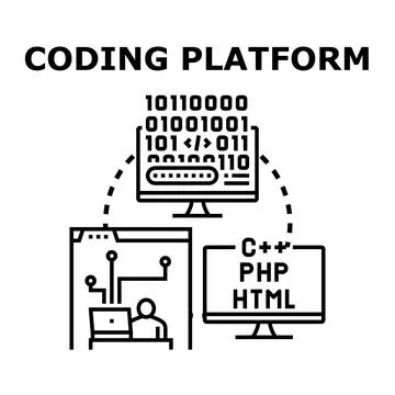 Coding platform for software development and programming Stock-Illustration