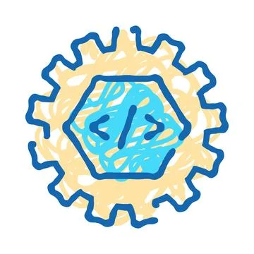 Coding process icon working on software development Ilustración de archivo