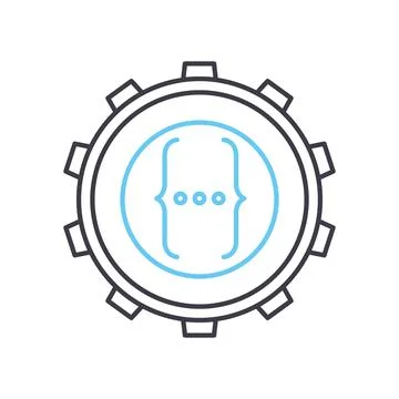 Coding process line icon, outline symbol, vector illustration, concept sign Stock Illustration