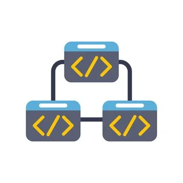 Coding program architecture hierarchy diagramming development process Stock Illustration