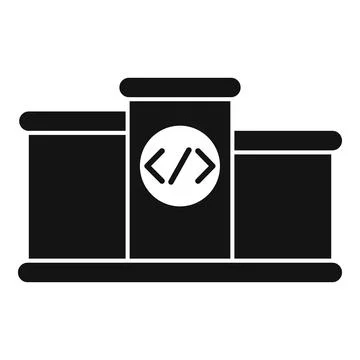 Coding program competition winner podium achievement glyph Stock Illustration