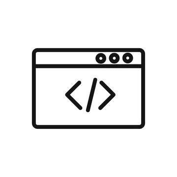 Coding program icon black and white vector sign Illustrazione stock
