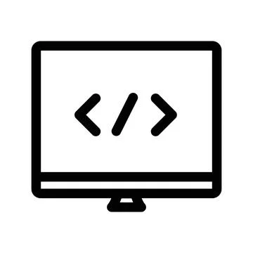 Coding program icon design in filled and outlined style Illustrazione stock