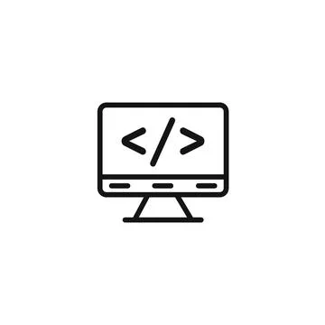 Coding program icon outline collection in black Stock Illustration