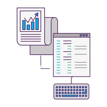 Coding program  keyboard report document Stock Illustration