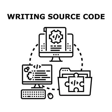 Coding program software development and script writing 库存插图