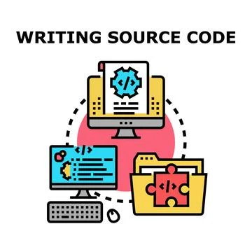 Coding program software development and script writing Stock Illustration