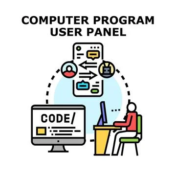 Coding a program user interface panel concept Illustrazione stock