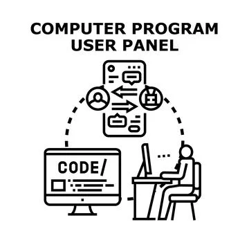 Coding a program user interface panel concept Stock-Illustration