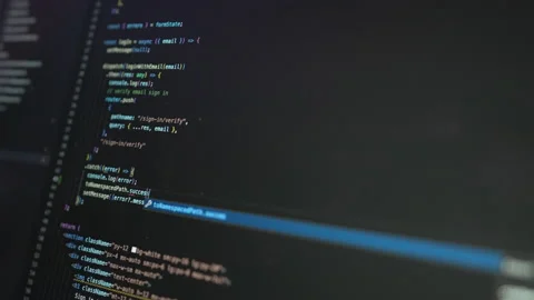 Coding Programmer's Script Typing On Computer Monitor. closeup Stock Footage 237973343